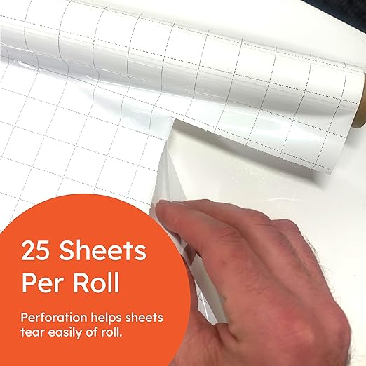 Geyer Instructional Products - 31.5'' x 24'' Portable Static Cling Dry Erase Grid Sheets, Reusable Electrostatic Whiteboard Sheets with Grid Lines, Sticks to Any Surface - 25 Pack