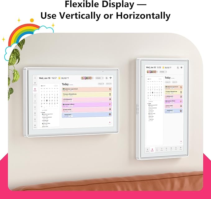 21.5 Inch Digital Calendar, Full HD Touchscreen Smart Planner for Family Schedules - Wall Mount, Great for Seamless Daily Planning & Household Organization, with LED Reminder Light