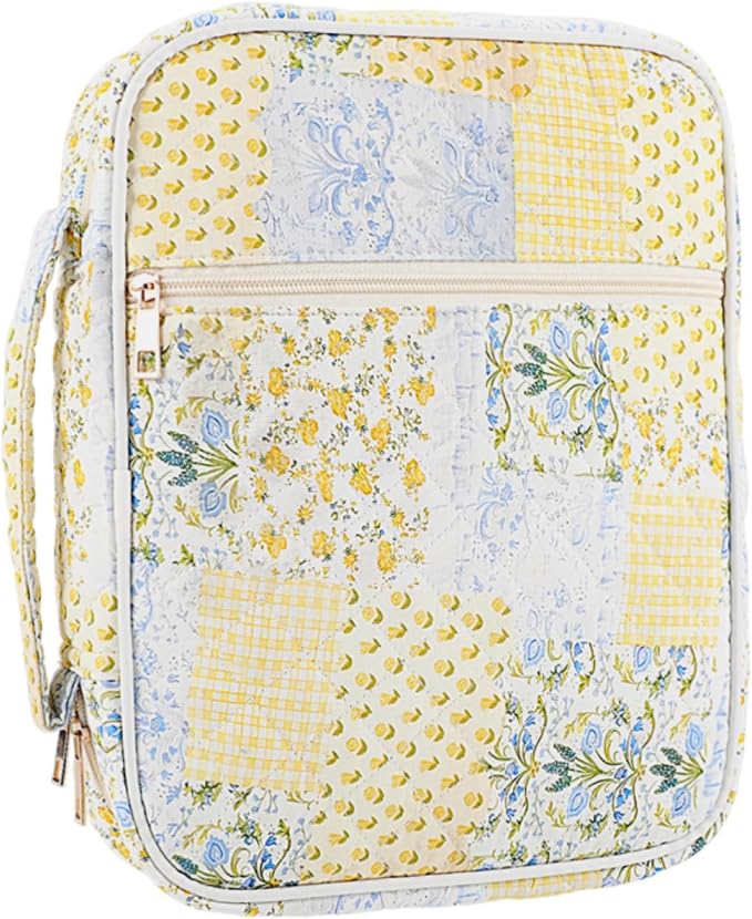 BESARME Bible Cover Case for Women, Large Bible Case Bibles Bag Christian Gifts Bridal Shower Gifts for Girls Religious Study Supplies(Spliced Flower)