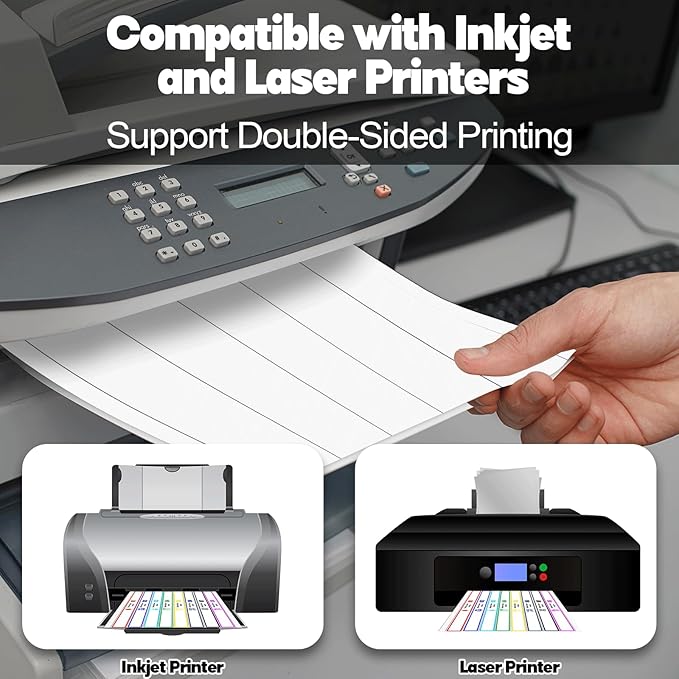 gisgfim 20 Sheets Binder Spine Inserts 1-1/2 Inch Spine Width White Binder Labels 92LB Printable Side Identifiers for Inkjet Laser Printers Cardstock View Binders Labels 5 Inserts/Sheet