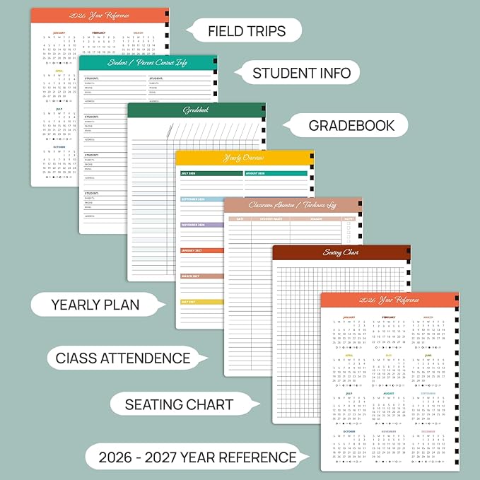 POPRUN Teacher Planner 2026-2027 Academic Year, Large Size 8.5"x 11", Monthly and Weekly Calendar, July 2026 - June 2027, Plan book with Hardcover, Spiral Bound, School Supplies for Classroom - Night Sky Blue