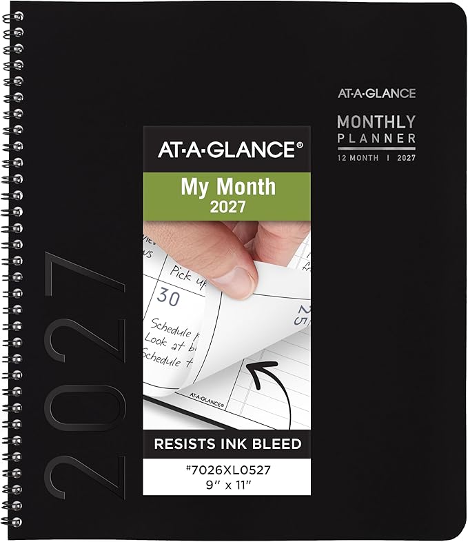 AT-A-GLANCE 2027 Planner, Monthly, 9" x 11", Contemporary Lite, Black (7026XL0527)