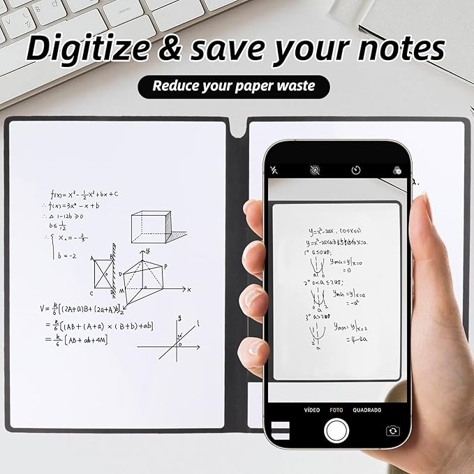A4 Portable Whiteboard Notebook,12" x 9" Double Sided Dry Erase Board with Two Pens,Folding Reusable Writing Pad for Office Meetings,School,Planning,Travel,PU Cover(Light Cyan)