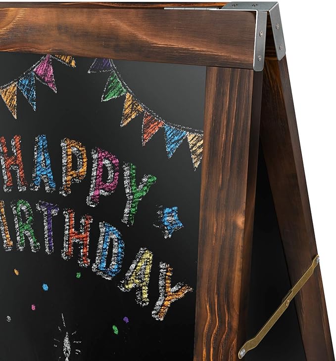 Arteza 40x20 Inch A-Frame Chalkboard Easel Set, Outdoor Chalkboard Sign with Chalk Sticks, Chalk Markers, Erasers, and Stencils, Standing Sign, Office Supplies for Businesses, Announcements & Events