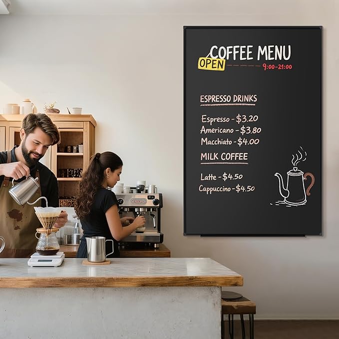 SELEAD Magnetic Chalkboard 72 x 48 Inches - Black Aluminum Frame Extra Large Chalk Board Words Sign Wall Decor for Business, Menu, School, Office - 6 x 4ft Magnet Bulletin Display Board Pizarra