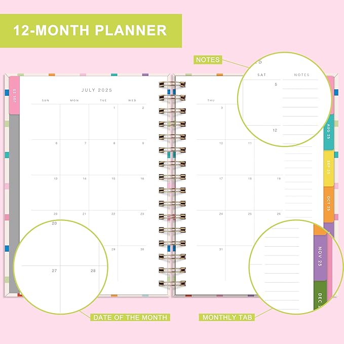 And Per Se Student Planner 2025-2026, Academic Planner July 2025 - June 2026, 8.5" × 6.2", Weekly & Monthly Lesson Plan for Students with Colorful Tabs & Stickers (Color Grid)