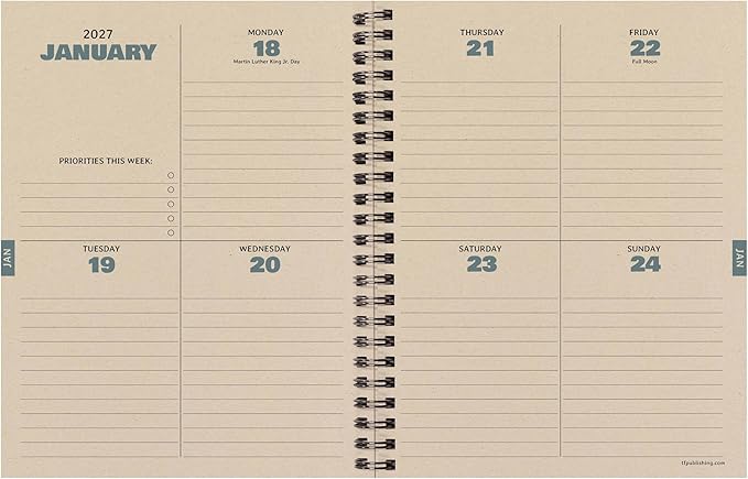 TF Publishing July 2026 - June 2027 Green Forest Medium Weekly Monthly Planner - 12 Month Academic Planner 2026-2027 with Durable Cover, Thick Uncoated Paper and Planning Stickers - 6.5 x 8in