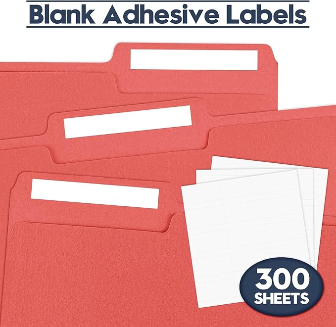File Folders,150 Pack Colored File Folders Letter Size,8.5" x 11",1/3 Cut Tab Folder,Durable Paper Bulk File Folders with Blank Labels for Office Business School Home Use,Dark Red