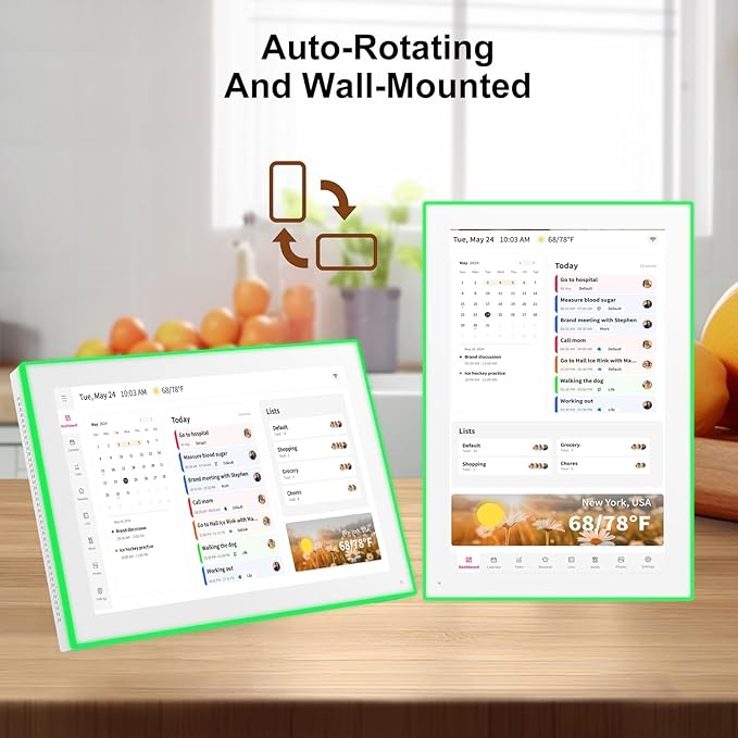 Akimart Calendar: 10.1-inch Wall Planner Digital Calendar & Chore Chart With LED Reminder, Smart Touchscreen Interactive Display for Family Schedules, Hearth Display Digital Calendar, Great for Organizing Your 2026 Year
