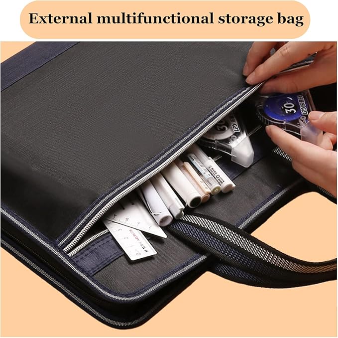 Canvas Expanding Files Organizer, Waterproof Accordion File Organizer with Color Labels, A4 Size,13 Pockets File Folders with Handle, Business Document Bag Briefcase Waterproof Fabric(Black)