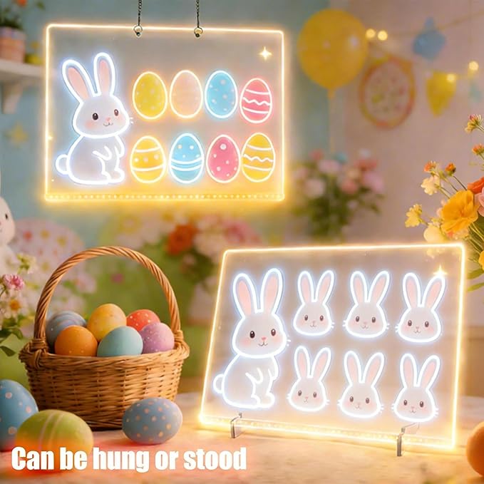 LED Drawing Board 2 Pack, 14x10 Inch Acrylic LED Note Board, Light Up Glow Memo Message Lumiboards, LED Neon Art Magic Pad w/ 7 Markers, Christmas Birthday Gift for Kids Girls Teens