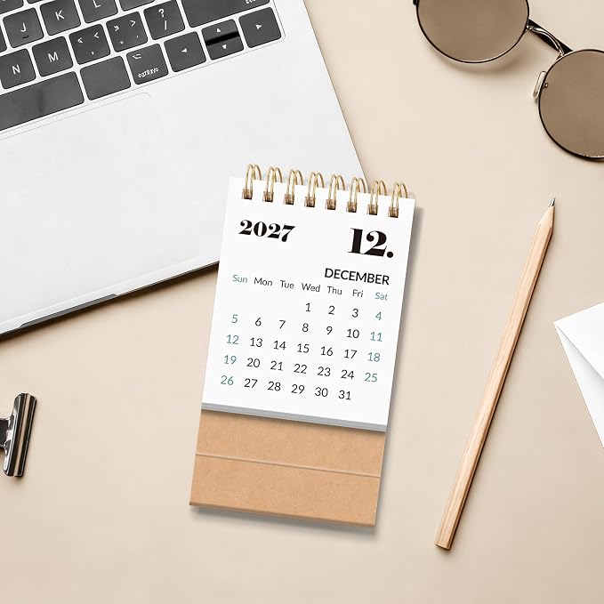 KONVINIT Small Desk Calendar 2026-2027, Aesthetic 2026 Desk Calendar - Runs From July 2026 Until December 2027, 18 Months Mini Desktop Calendar 2026 for School, Home & Office Supplies