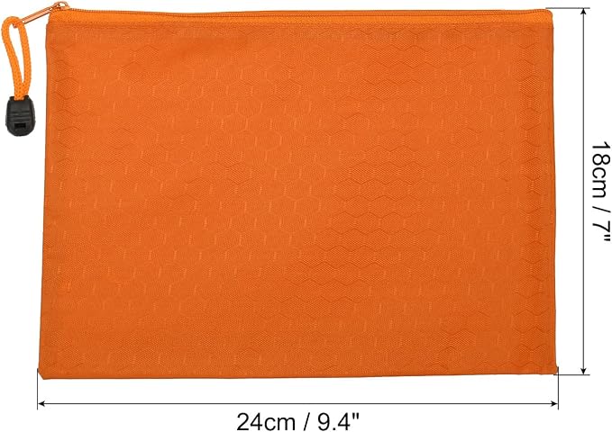 PATIKIL Waterproof Zipper File Bags, 3 Pack A5 Document Holders Pencil Pouch for Office, Orange