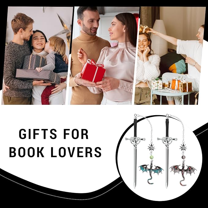 2 Pcs Fourth Wing Bookmark, Tassel Metal Pendant Dragon Sword Bookmarks for Reading Page Markers