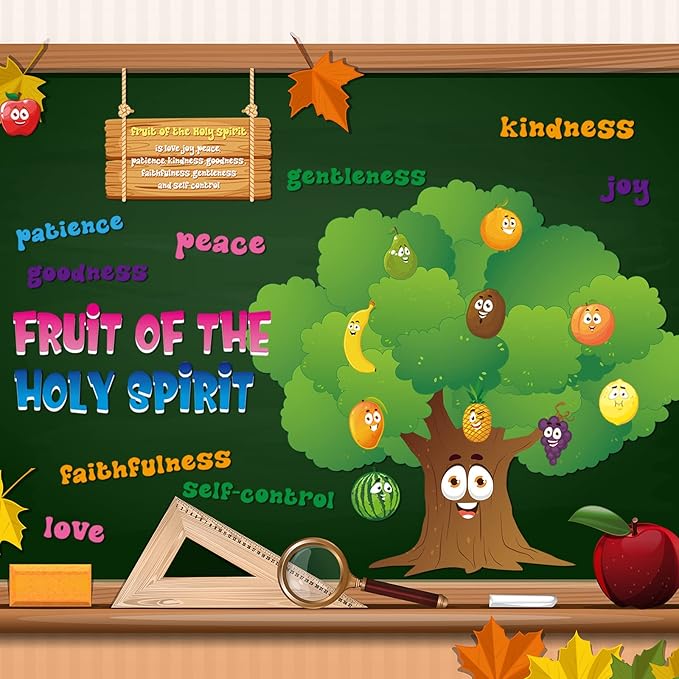 Pajean Fruit of The Spirit Decor Classroom Tree Bulletin Board Decorations Christian Religious Classroom Decor Bulletin Board Tree Cutouts for Elementary School Teacher Supplies