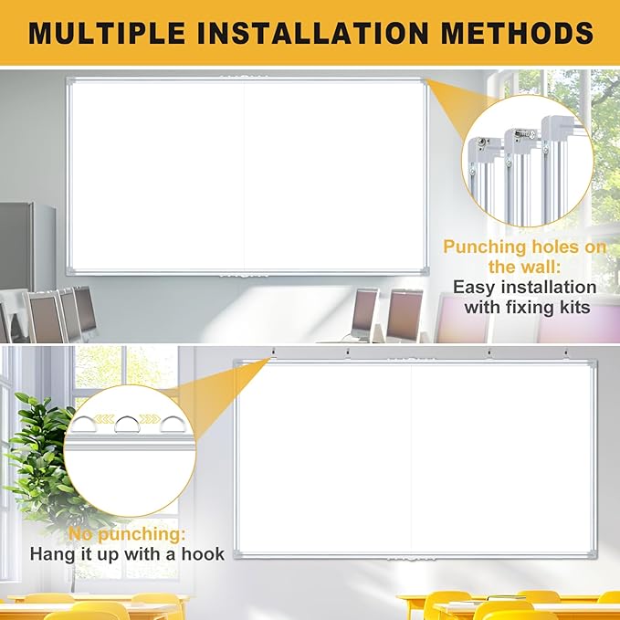 72"x40" Magnetic Whiteboard for Wall, Foldable 6x3.5 Ft Dry Erase Board Aluminum Frame Hanging White Board for Classroom, Office & Home Studio, Full Accessory Kit Included