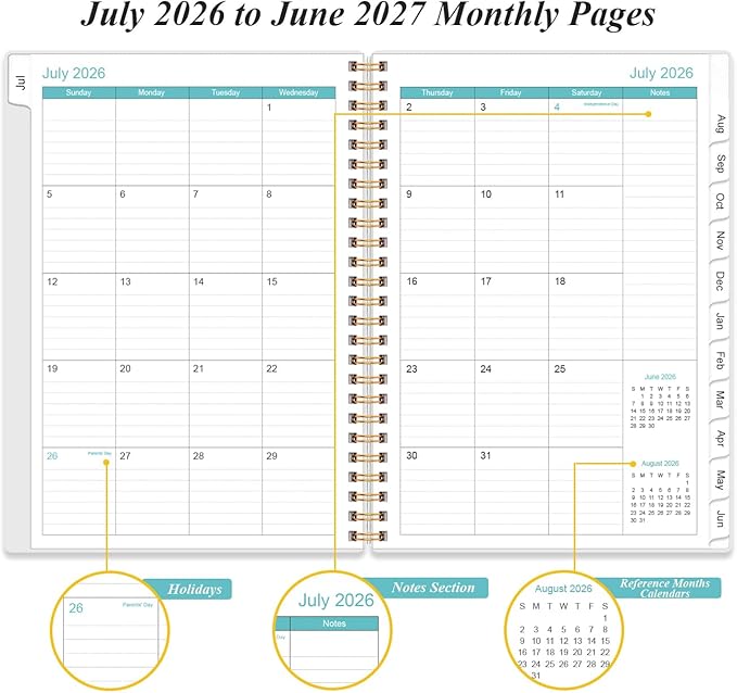2026-2027 Appointment Book & Planner - 2026-2027 Daily Hourly Planner from July 2026 - June 2027, Weekly Appointment Book with 30-Minute Interval, Medium 6.4" x 8.5", Flower-C