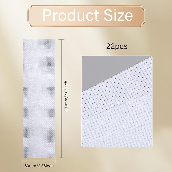 GLOBLELAND 22 Pcs Blank Cross Stitch Bookmark 14CT 7.87"x2.36" Cotton Cross Embroidery Bookmarks Aida Fabric Cross Stitch Simple Cross Stitch Fabric for Crafts DIY Crafts Sewing Projects Readers