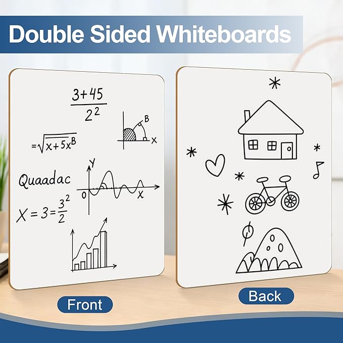 Dry Erase Boards, 24 Pack 9 x 12 Inch Mini Portable Practice White Boards, Double Sided Personal Small Whiteboards for Kids, Students, Teachers, Classroom School Supplies