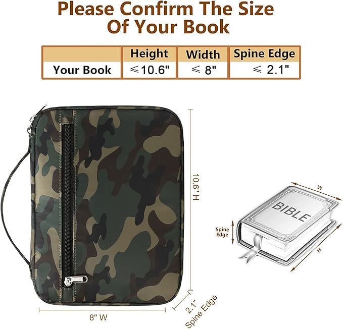 Octsky Bible Book Covers for Boys, Kids Bible Case/Protective/Holder with Pocket, Camo-1