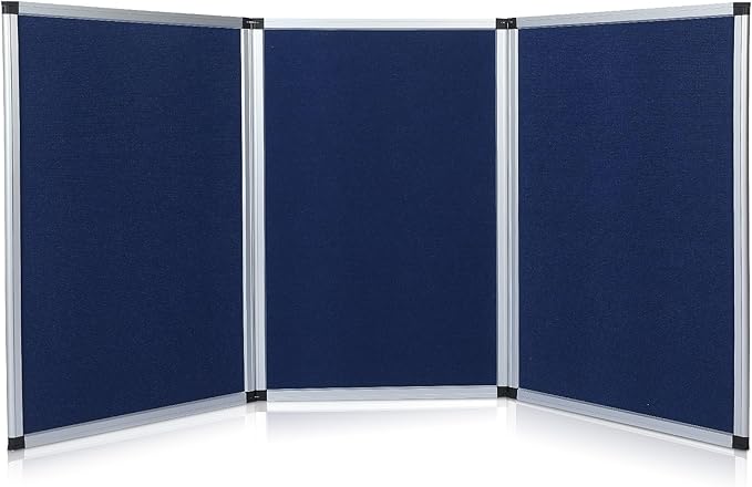 Sherr 3 Panel Trade Show Presentation Board, 72 x 35.3 inches Tri Fold Display Board, Single Sided Tabletop Display, Folding Panel for Trade Show Table Top (Blue)