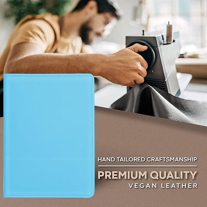 Padfolio/Portfolio Binder, Mini Padfolio Portfolio Binder 5 x 8 Legal Writing Pad, A5 Document Organizer Folder for Men Women, Light Blue