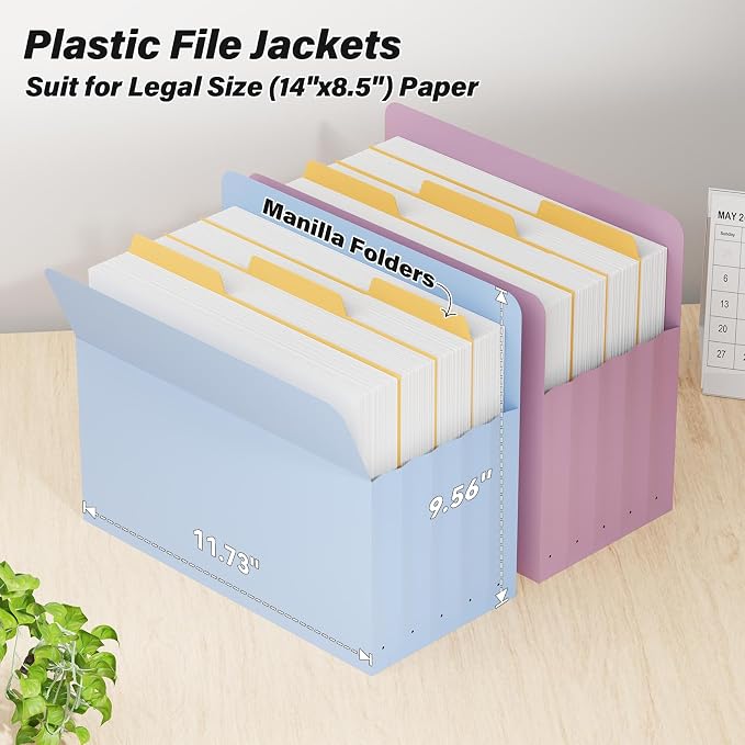 Ansook Expanding File folders,6 Pack Letter Size 5.25" Expandable Accordion File Folders,Heavy Duty File Pockets Folders for Cabinet with Straight-Cut Tab,Holds 8.5" x 11" documents & Manila Folder