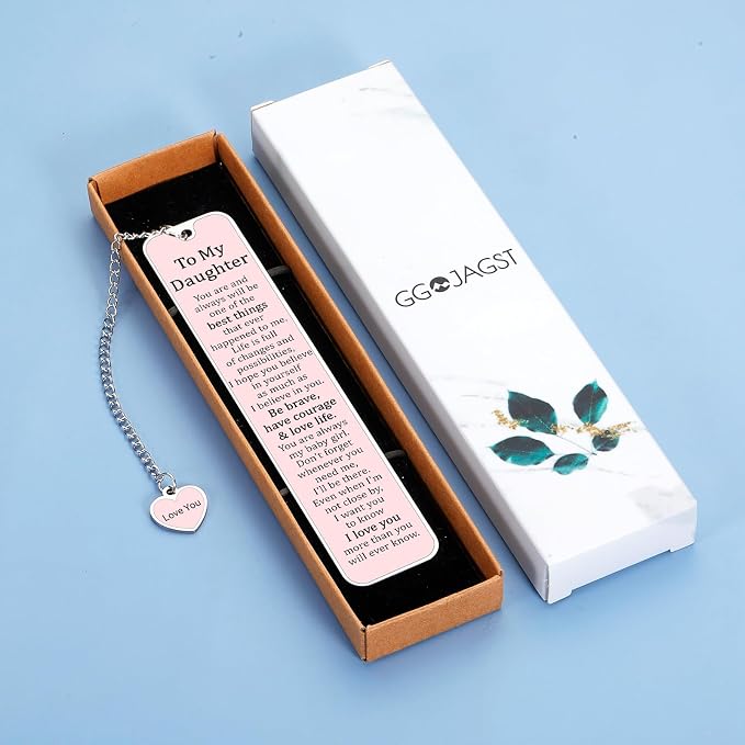 GGOJAGST Daughter Gifts from Mom Dad, Graduation Birthday Gifts for Daughter, Pink Bookmarks for Teen Girls, Sweet 16th 18th Daughters Birthday Grad Wedding Presents for Women