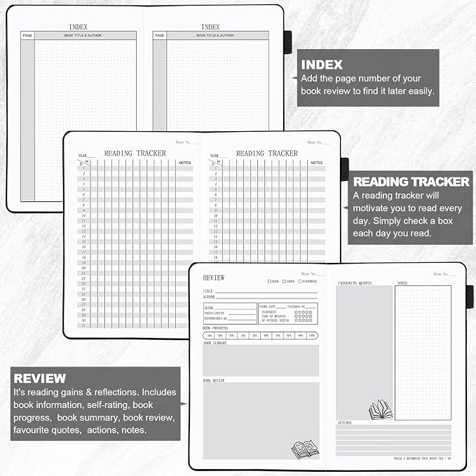 Reading Journal with 104 Book Reviews, Book Journal for Books Lovers & Readers - Review and Track Your Reading Progress, Reading Log Notebook Gift, A5, Mint Green