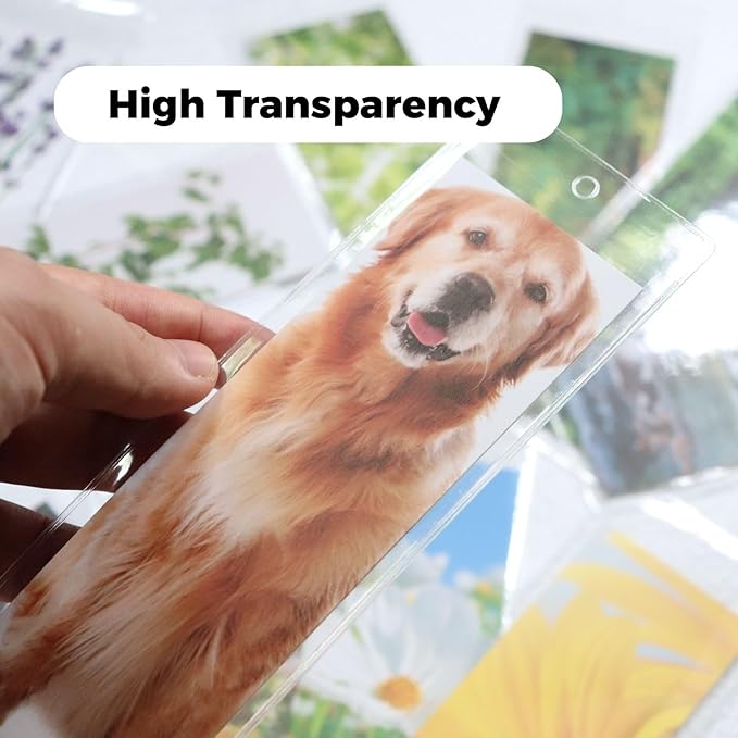 20 Pack Clear Bookmark Sleeves, Plastic Bookmark Packaging, 7.17 x 2.36 Inches