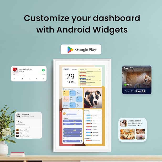 Apolosign 21.5-inch Digital Calendar : Dual Mode Smart Wall Planner, No Subscription, Install Apps, Sync Calendars, Electronic Touchscreen Interactive Display for Family Schedules, Chore Chart (White)