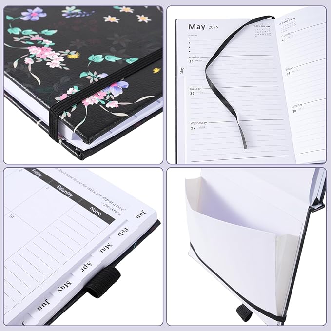 2026 Planner Weekly & Monthly – A5 Size 8.5" x 5.8", PU Leather Hardcover Planner 2026 with Twin-Wire Binding, Thick Paper, 2026 Small Planner Calendar for Home, Office, School