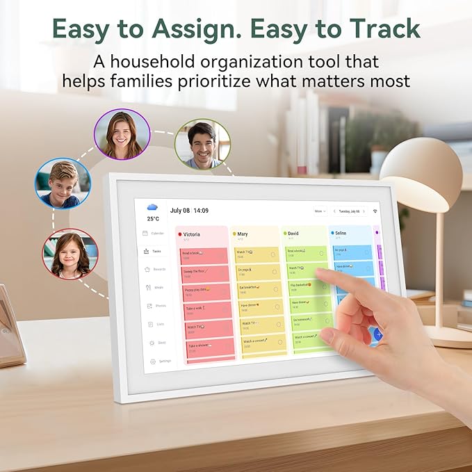 Digital Calendar,15.6 Inch Wall Planner Electronic Calendar&Chore Chart,Smart Wall Calendar Touchscreen Interactive Display for Family Schedules,Great for Organizing Your Routines,Wall&Desk Mountable,The Gift for Mother's Day