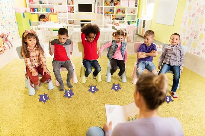 WaaHome Line Up Spots for Classroom Floor - Floor Number Stickers 1-30 for Classroom Lining 4" Removable Vinyl Line Up Stickers Dots Decals for Preschool Kindergarten Elementary School Supplies