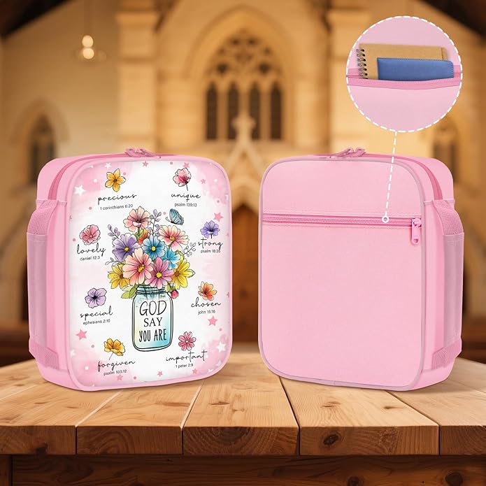 Bible Cover for Women, Bible Holder, Bible Cover With Handles, Bible Carrying Case, Bible Bags With Zipper and Pockets