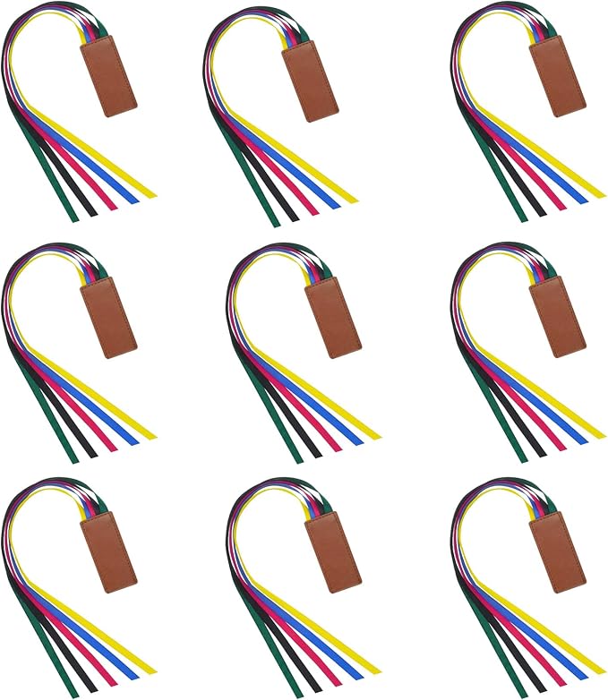 9 Pcs Bible Bookmark, Colorful Ribbon Bookmark, Artificial Leather Bible Ribbons Bookmarks, Page Markers with 5 Ribbons Colors for Books Novel Bible, Reading Lovers Students Teachers, Christmas Gift