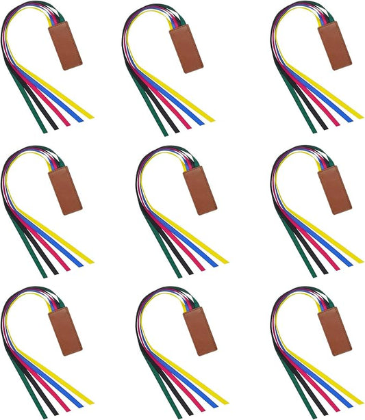 9 Pcs Bible Bookmark, Colorful Ribbon Bookmark, Artificial Leather Bible Ribbons Bookmarks, Page Markers with 5 Ribbons Colors for Books Novel Bible, Reading Lovers Students Teachers, Christmas Gift