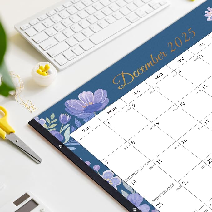 SUNEE Desk Calendar 2026-18 Month Calendar Oct 2025 - Mar 2027, 17" x 12" Calendar 2026 with Notes, for Planning, Organizing in Family, School or Office - Colorful Floral 2026 Calendar
