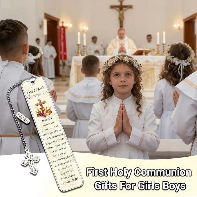 2026 First Communion Gifts for Boys Girls - 1st Communion Gifts for Boys Girls First Communion Favors Bible Bookmark Religious Christian Easter Gift for Kids Girl Boy Christian Bookmarks for Women Men
