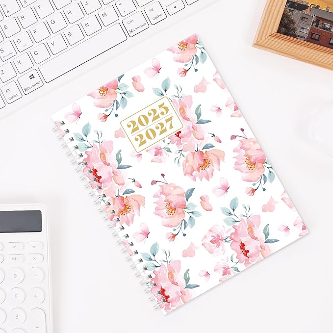 Monthly Planner 2025-2027, Monthly Calendar July 2025 - December 2027, A5 Planner 2025-2026 with Coil, 5.9'' x 8.4'', Perfect for Office School Supplies Organizing Planning - Pink
