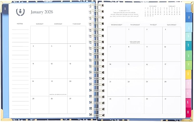Simplified 2026 12-Month Spiral Weekly Planner — Poppy Posies — January 2026 - December 2026, Calendar Year Organizer with Stickers, Pockets, and Keepsake Box