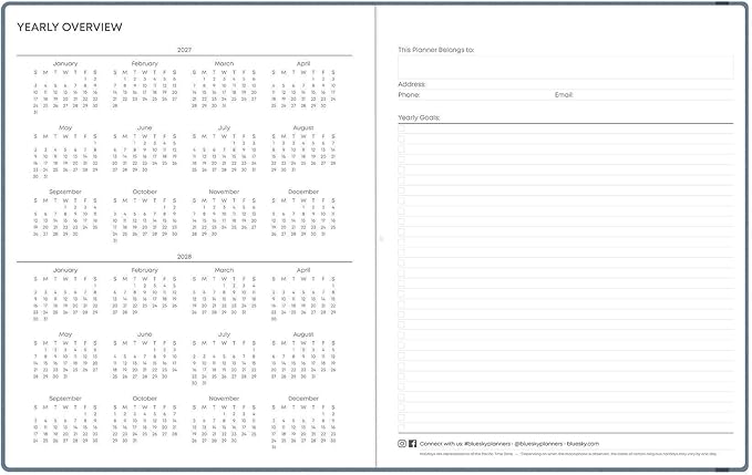 Blue Sky 2027 15-Month Weekly and Monthly Planner Calendar, October 2026 - December 2027, 8” x 10”, Fabric Wrapped Greyboard Cover, Lay-Flat Book Binding, Includes Penloop and Extra 15 Sheets of Notes, Steel Blue