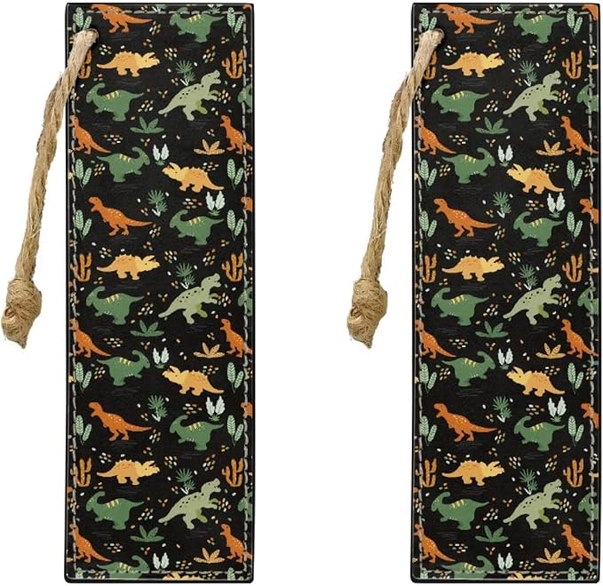 2 Pack Leather Bookmark Colorful Dinosaurs Bookmark for Teachers, Students, Book Lovers Page Markers for Students Teachers