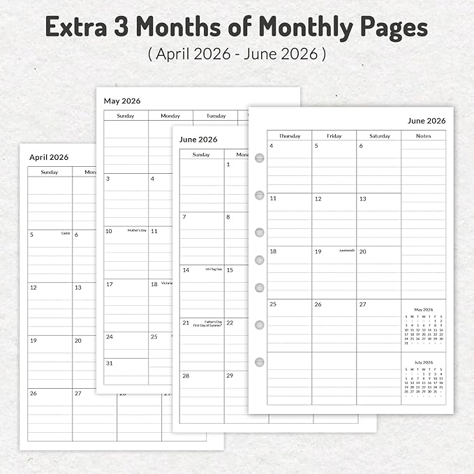 2026 Weekly & Monthly Planner Refills for A5 7-Ring Binders, July 2026 - Jun 2027, Forvencer 7-Hole Punched Planner Inserts with Colorful Monthly Tabs, Small Calendar Organizers, 5-1/2" x 8-1/2"