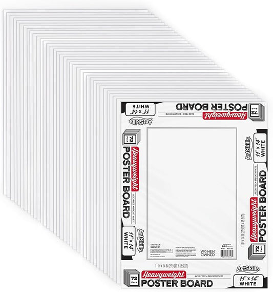 ArtSkills 11” x 14” Poster Board, Heavyweight White Poster Boards for Vision Boards, School Projects, Presentations, Arts and Crafts, 72-Pack