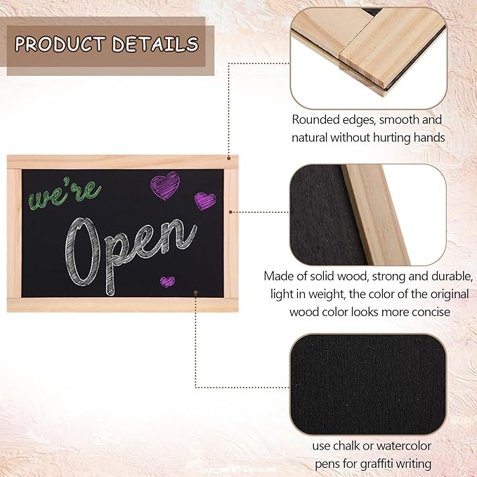 Harloon 6 Pcs 14" x 9.5" Framed Chalkboard Bulk Double Sided Wood Tabletop Small Chalkboard Signs Mini Blackboard Classroom School Supplies for Party Home Office Art Craft Birthday Wall Menu Food