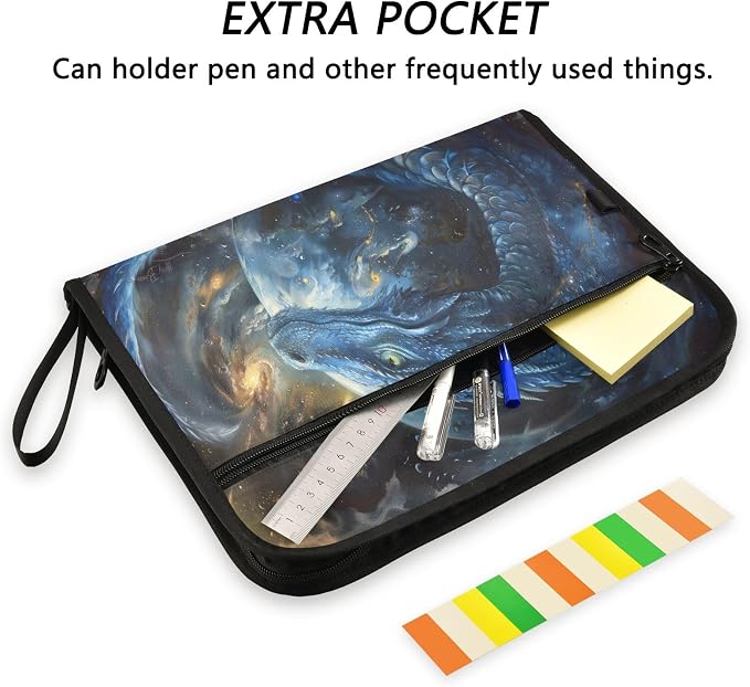 ALAZA Blue Dragon Galaxy 13 Pocket Expanding File Folder with Labels, Accordion File Folder File Organizer Letter A4 Paper for Office School Student