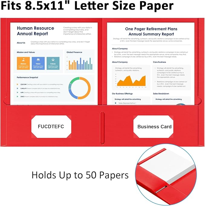 FUCDTEFC 50 Pack Pocket Folders, Folder with Pockets, 5 Assorted Colors Letter Size Heavy Duty 2 Pocket Folders, Paper File Folder for School Office Home Business