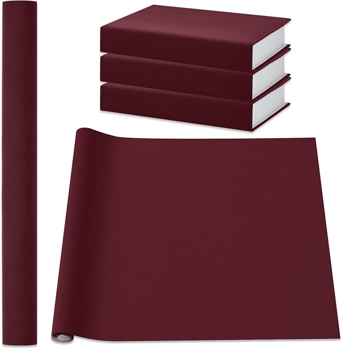 PerKoop Book Cloth for Book Binding 40 x 16 Inch Fabric Surface Paper Backed Bookcover Archival European Durable Strong Bookbinding Supplies Cover Books Album Scrapbooking (Dark Red,Suede Fabric)