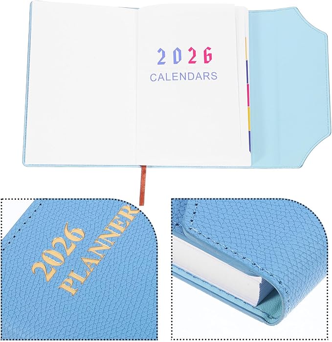 KALLORY 2026 Daily Weekly Monthly Planner Notebook with 365-day Schedule Calendar, Light Blue Undated Personal Organizer for Office, Students, and Travel Planning